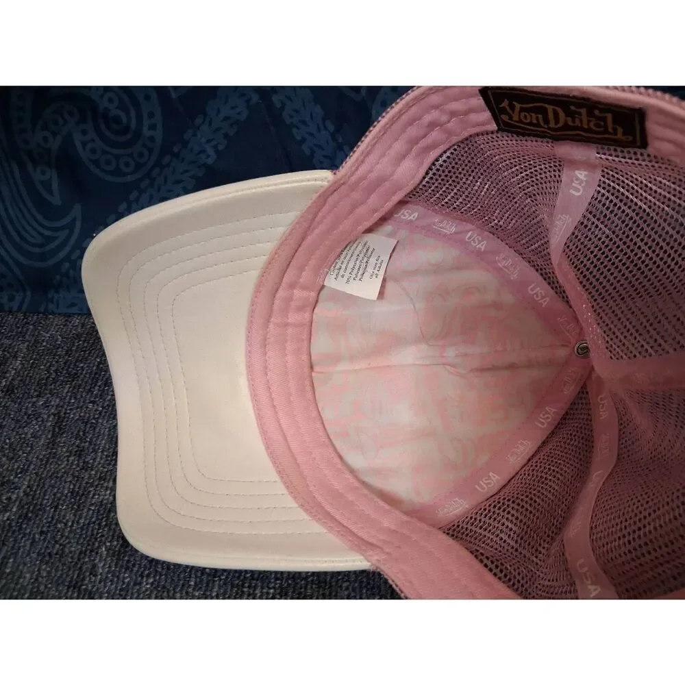 Vintage y2k womens trucker cap pink baseball hat mesh